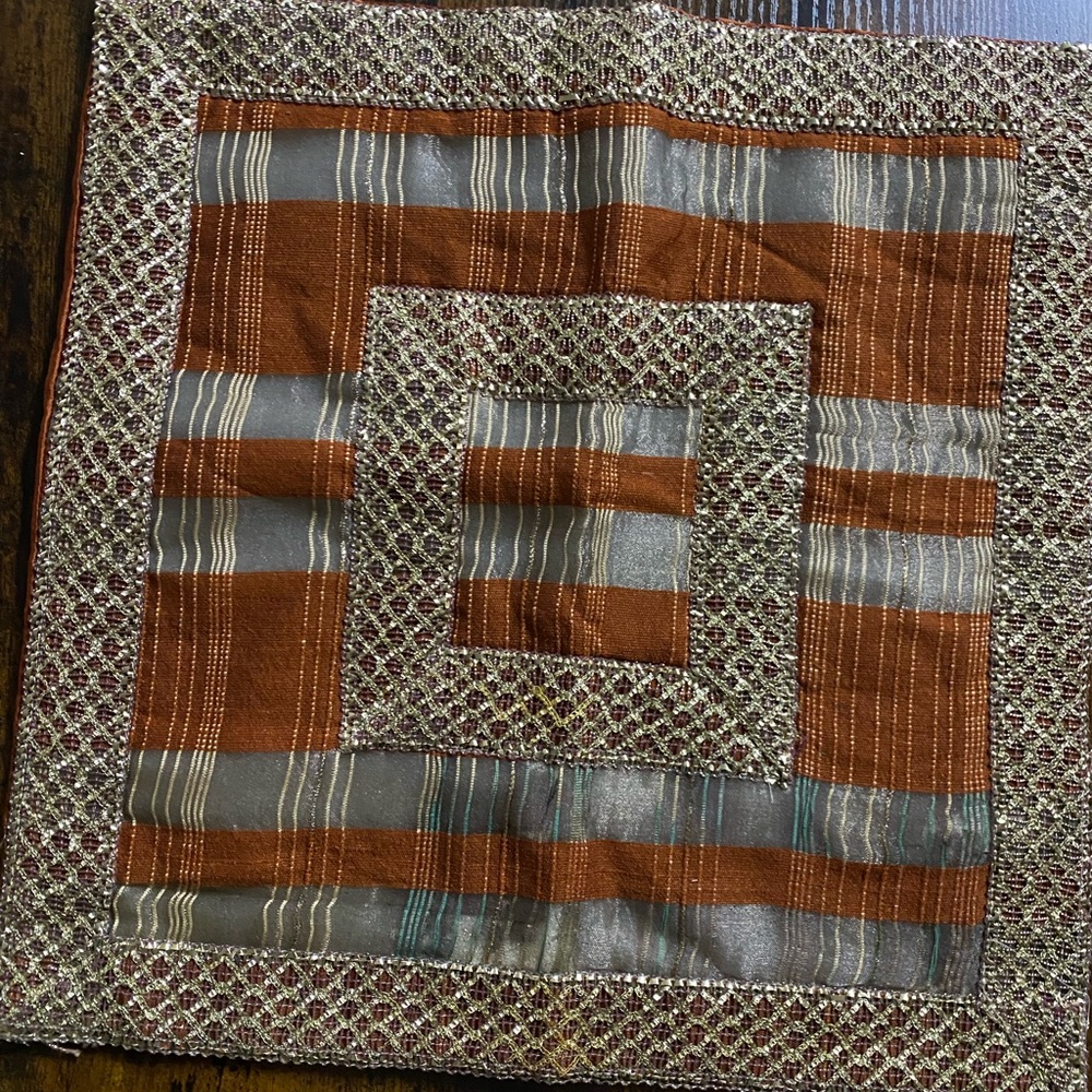Bijoux Terner Brown and Silver Decorative Textile Pillow Cover